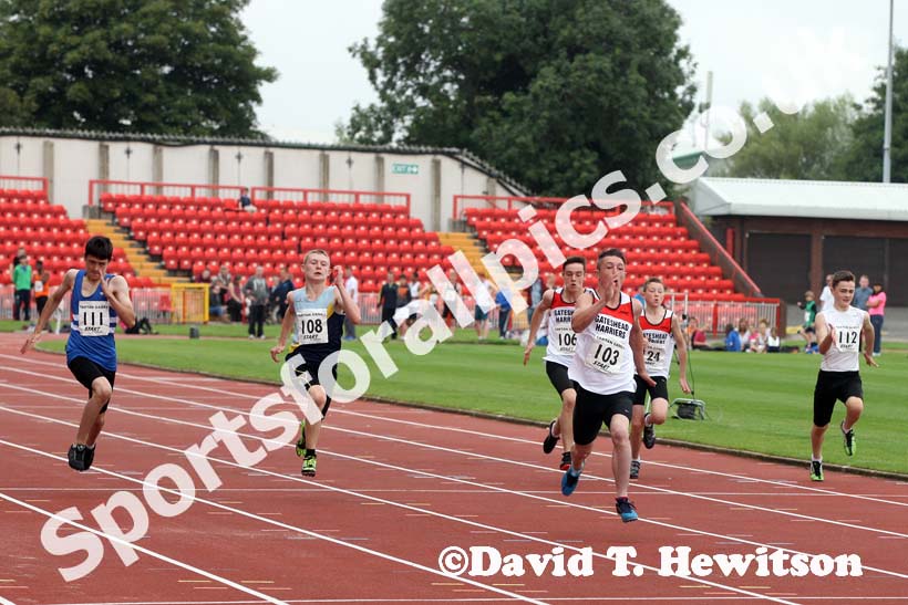 Boys under-13s 100 metres at the Gateshead Tartan Games Open.